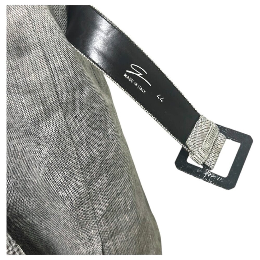 Genny Italy Linen Dress Size 8 Grey Belted Knee-Length - Picture 8 of 16